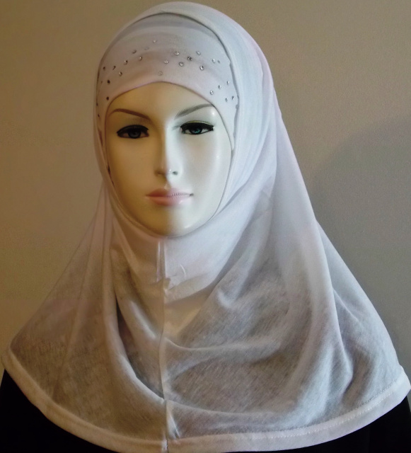 White Beaded Hijab 4